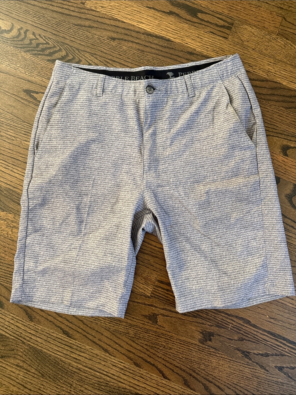 Pebble Beach Men's Light Gray Textured Stripe Flat-Front Shorts